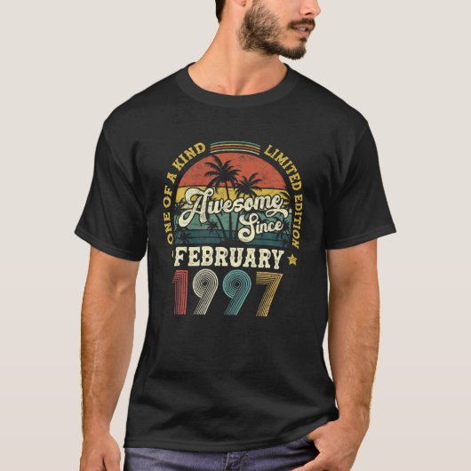 Awesome Since February 1997 Vintage 25Th Birthday Tシャツ (正面)