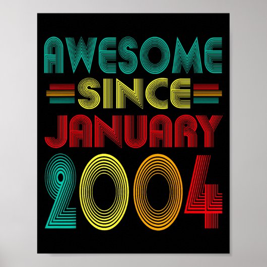 Awesome Since January 2004 Years 22nd Bday Funny V ポスター (正面)