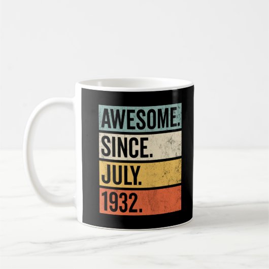 Awesome Since July 1932 Birthday Retro コーヒーマグカップ (左)