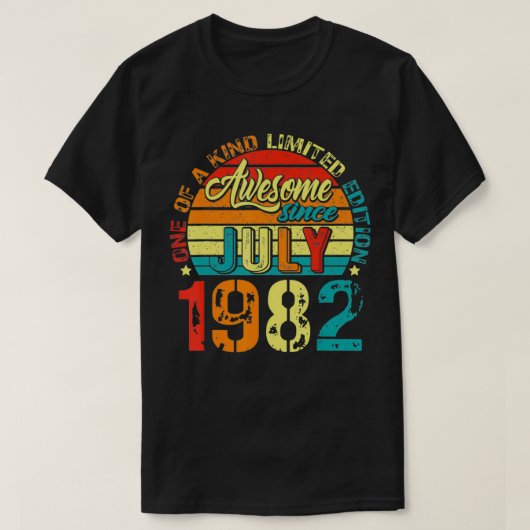 Awesome Since July 1982 40 Years Old 40th Birthday Tシャツ (デザイン正面)