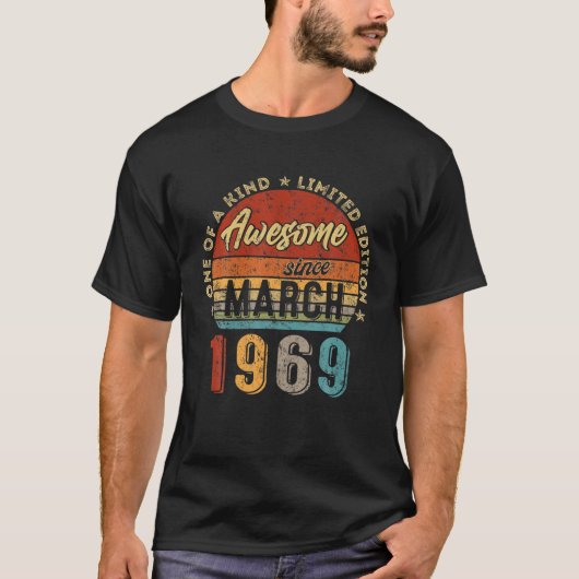 Awesome Since March 1969 Vintage 53Th Birthday Tシャツ (正面)