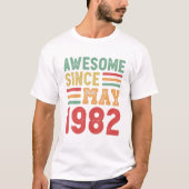 Awesome Since May 1982 40Th Birthday Retro Gift Tシャツ (正面)