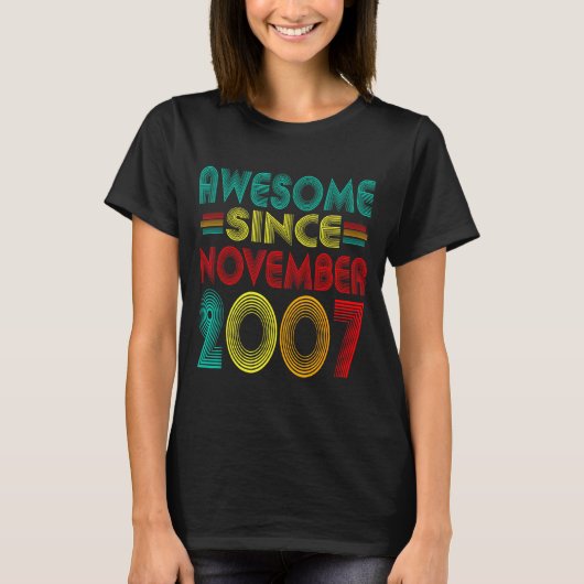 Awesome Since November 2007 Years 18th Bday Funny Tシャツ (正面)