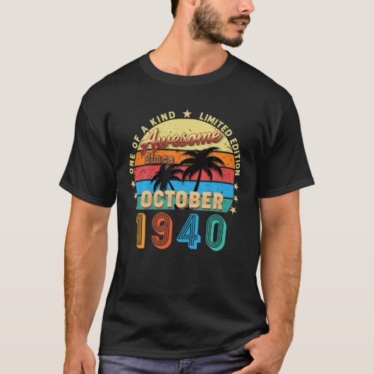 Awesome Since October 1940 82Nd Birthday Limited E Tシャツ (正面)