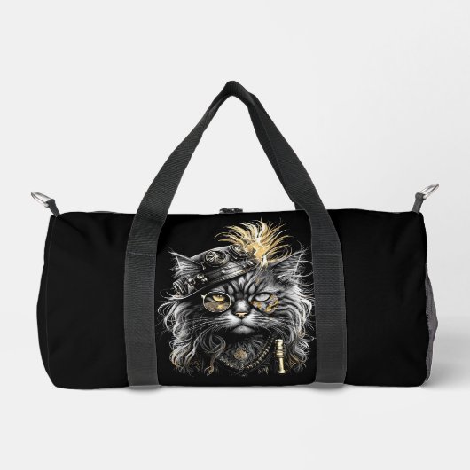 Awesome Steampunk Cat  ダッフルバッグ (正面)