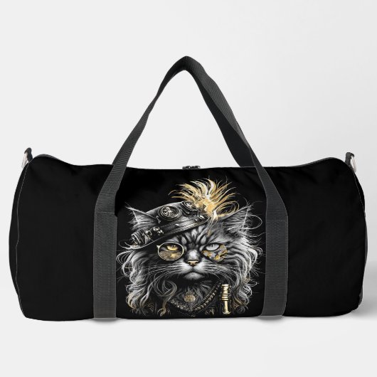 Awesome Steampunk Cat  ダッフルバッグ (正面)