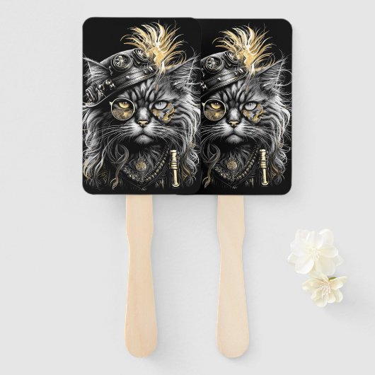 Awesome Steampunk Cat  ハンドファン (正面&裏面)