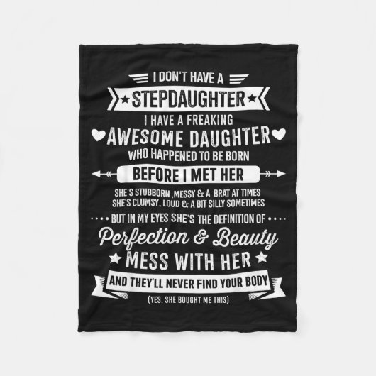 Awesome Stepdaughter For Step Bonus Dad Fathers Da フリースブランケット (正面)