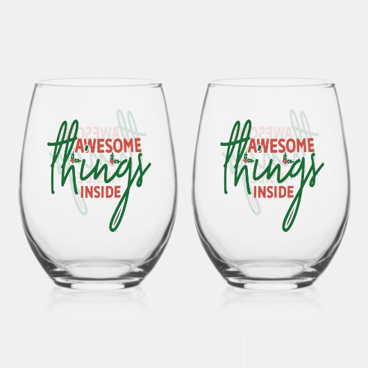 Awesome Things Inside ステムなしワイングラス (正面)