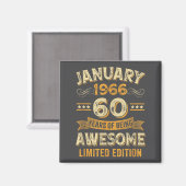 Awesome Vintage January 1966 60th Birthday  マグネット (正面/裏面)