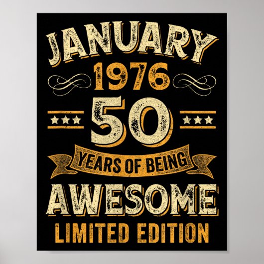 Awesome Vintage January 1976 50th Birthday  ポスター (正面)