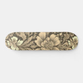 Awesome Vintage Sepia Floral Pattern  スケートボード (横)