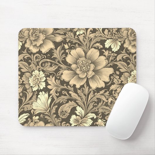Awesome Vintage Sepia Floral Pattern  マウスパッド (マウス)