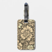 Awesome Vintage Sepia Floral Pattern ラゲッジタグ (裏面縦)