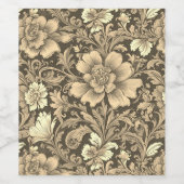 Awesome Vintage Sepia Floral Pattern  ワインラベル (シングルラベル)