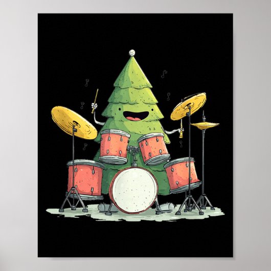 Awesome Xmas Tree With Drums For Rocking Christmas ポスター (正面)