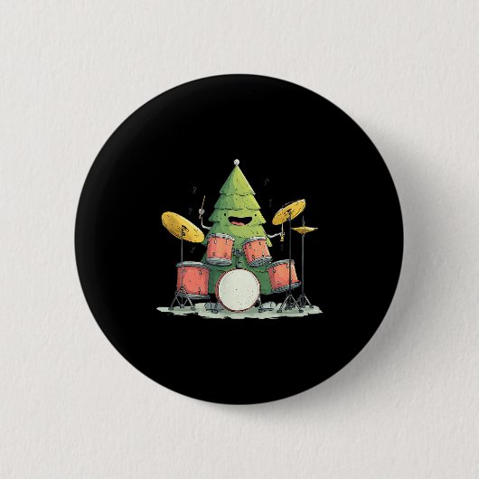 Awesome Xmas Tree With Drums For Rocking Christmas 缶バッジ (正面)