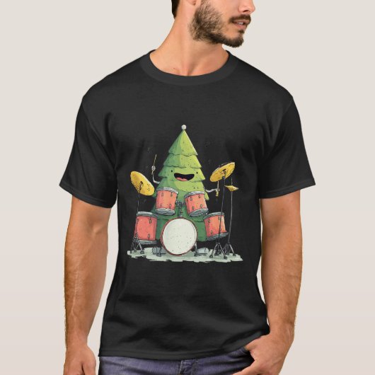 Awesome Xmas Tree With Drums For Rocking Christmas Tシャツ (正面)