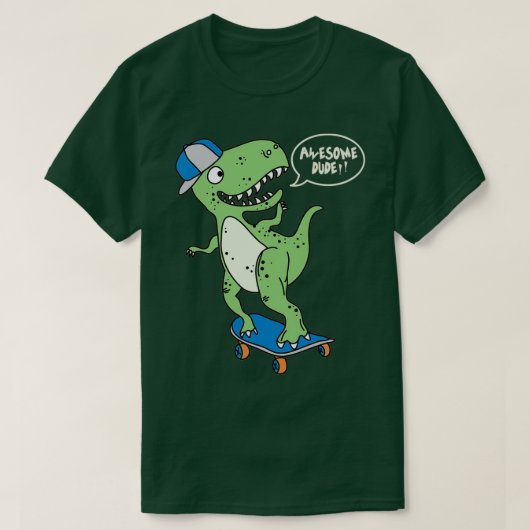Awesomem Skateboarding Dino Dude Tシャツ (デザイン正面)