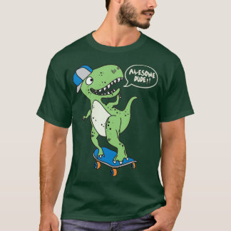 Awesomem Skateboarding Dino Dude Tシャツ