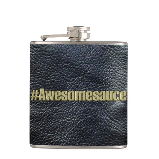 Awesomesauceの黒いレザールックのフラスコ フラスク (正面)