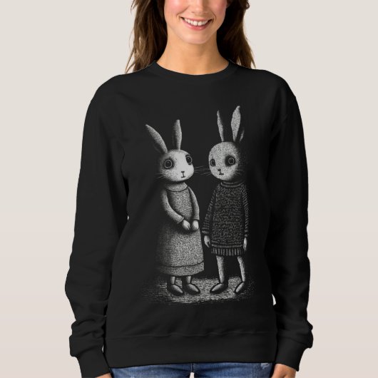 Awkward Creepy Bunny Rabbits Silently Judge You スウェットシャツ (正面)
