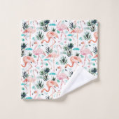 AWKWARRRDの水彩画のピンクのフラミンゴ バスタオルセット (ウォッシュタオル)