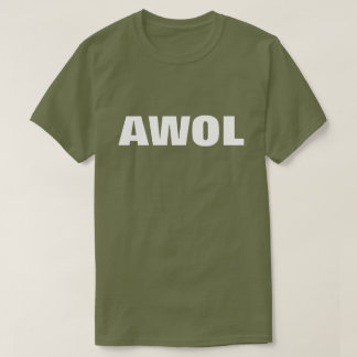 「AWOL」：グラフモダンィック文字デザイン Tシャツ