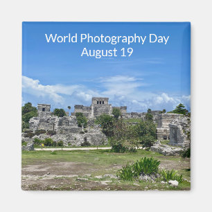 aWorld2祝:世界写真の日(World Photography Day, Tulum) マグネット
