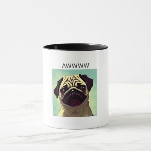 Aww Cutest Pug EverポートレートPug Cartoon マグカップ (中央)