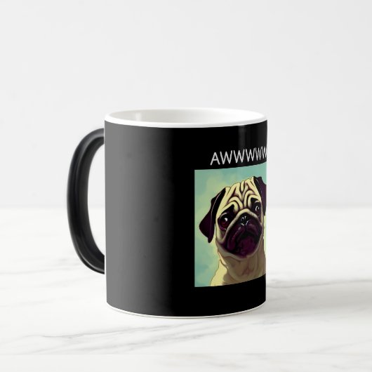 Aww Cutest Pug Ever Adorableかわいいおもしろいペットの漫画 モーフィングマグカップ (正面左)