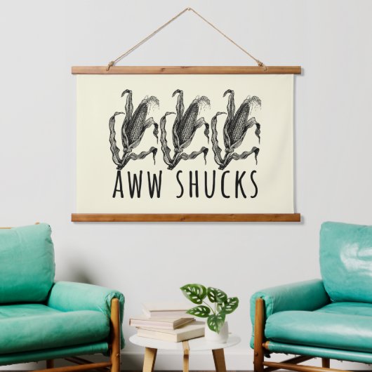 Aww Shucks Corn Husk Funny Farm 吊り下げ型タペストリー (リビング)