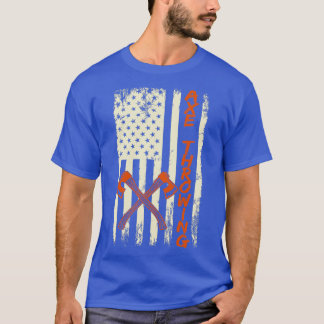 Ax投げアメリカ国旗の投げ軸クラシックT Tシャツ