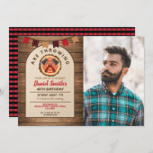 Ax投げ誕生日Lumberjack写真 招待状 (正面/裏面)