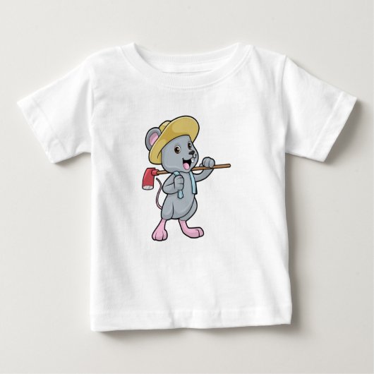 Ax & Hatを使用した農家としてのマウス ベビーTシャツ (正面)