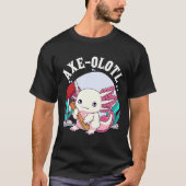 Ax olotlかわいいAxolotl保持Ax Axolotl木材 Tシャツ (正面)