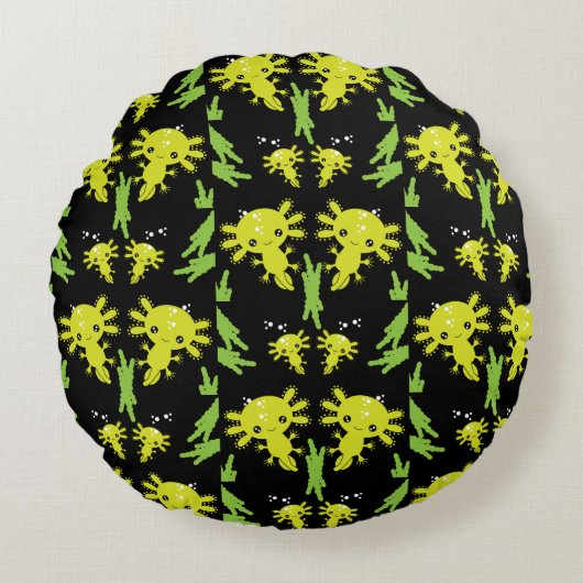 Axaotl Salamanderキッズギフト ラウンドクッション (正面)