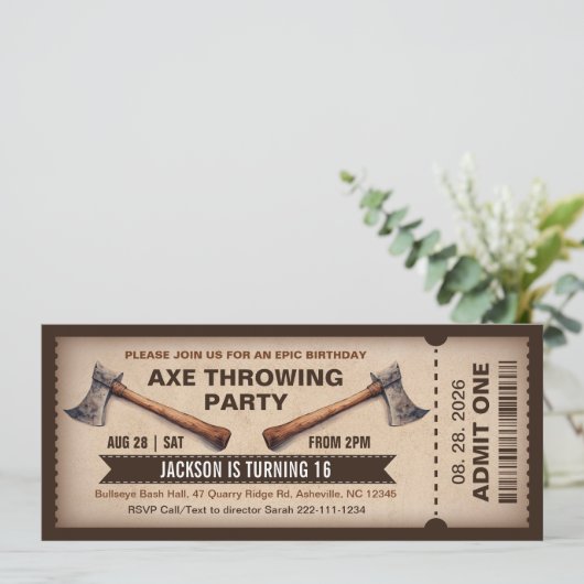 Axe Throwing Birthday Invitation 招待状 (スタンド正面)