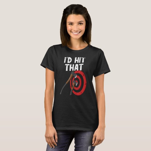 Axe throwing i'd hit that target board hatchet thr tシャツ (正面フル)