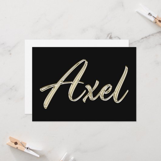 Axel Name white gold Handwriting Karte カード (正面/裏面インサイチュ)