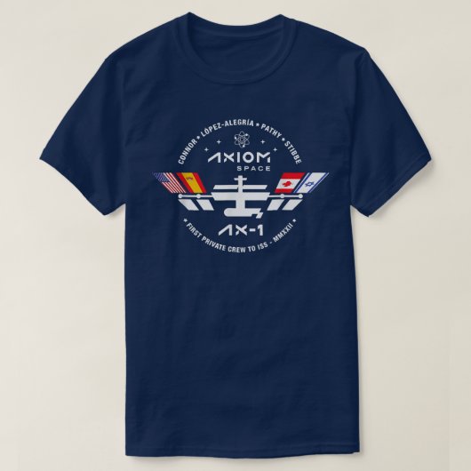 AXIOM A1 Mission Patch Dragon Falcon ISS Space Lau Tシャツ (デザイン正面)