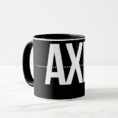 Axis Minimalist Black Mug – Clean Typography Motiv マグカップ (正面左)
