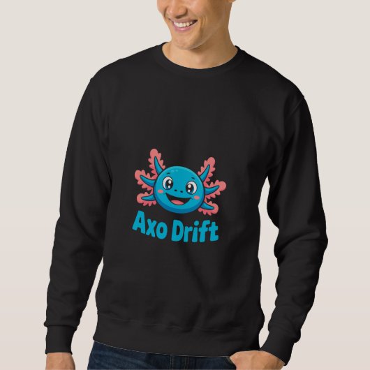 AXO Drift Cute Blue Axolotl Kawaii Cartoon Charact スウェットシャツ (正面)