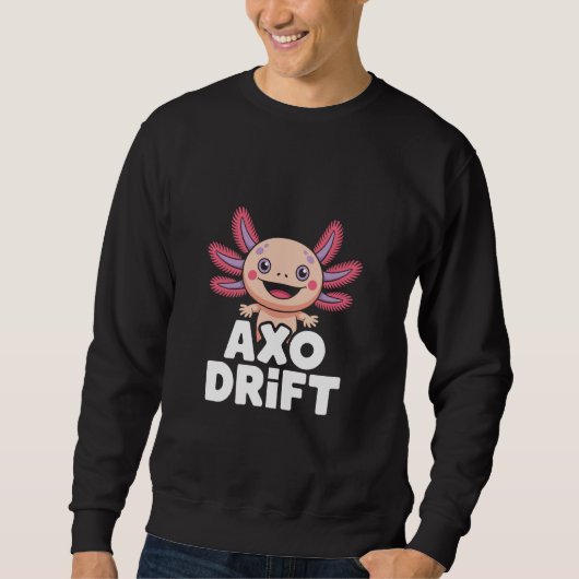 AXO Drift Cute Kawaii Axolotl Cartoon Character スウェットシャツ (正面)
