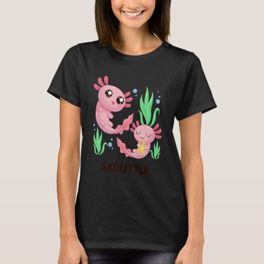 Axolittle Cute Axolotl Pun Funny Little Sister Bro Tシャツ (正面)