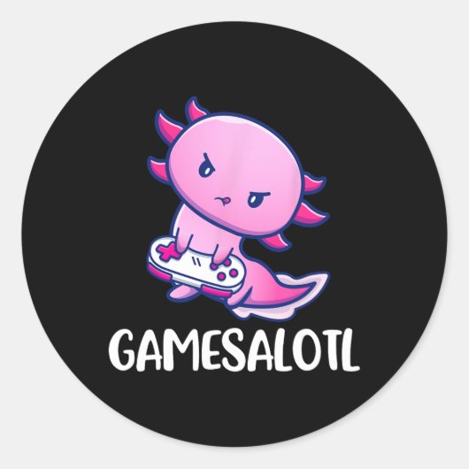 Axolotlかわいい遊のビデオゲーム ラウンドシール (正面)