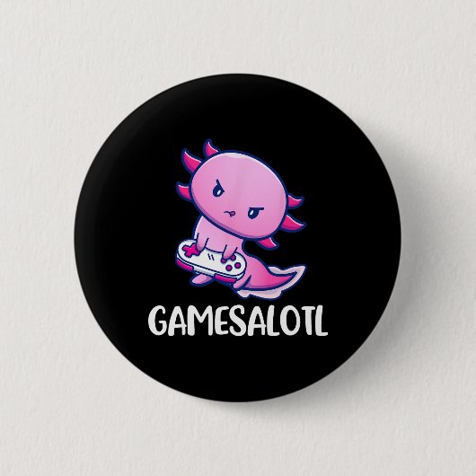 Axolotlかわいい遊のビデオゲーム 缶バッジ (正面)