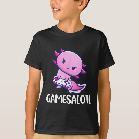 Axolotlかわいい遊のビデオゲーム Tシャツ (正面)