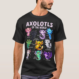 AxolotlかわいいAxolotls Of The World Axolotl Anima Tシャツ