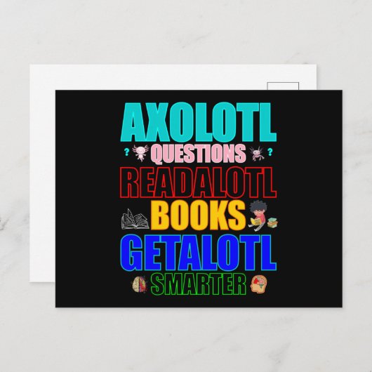 Axolotlの質問読ブックはカラー頭が切れるワードを取得 ポストカード (正面/裏面)